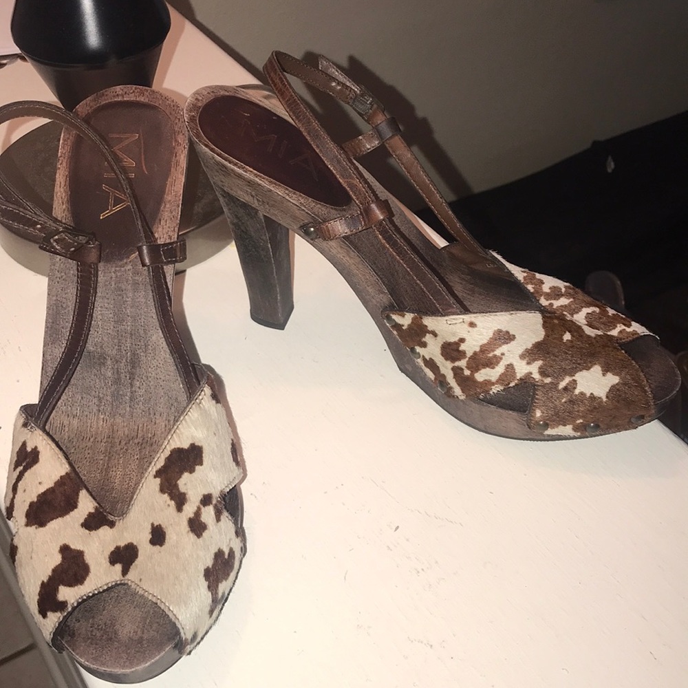 Cow print heels